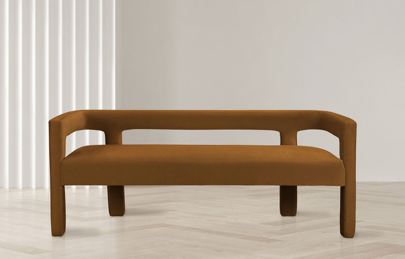 Athena Saddle Velvet Upholstered Bench