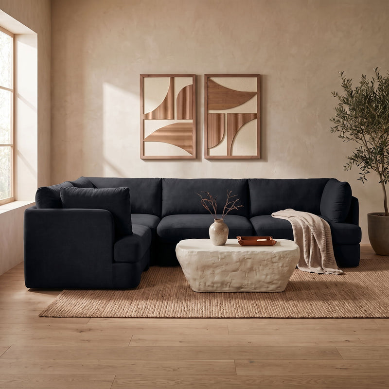 Hammond - Velvet Performance Fabric Upholstered 4 Piece Sectional