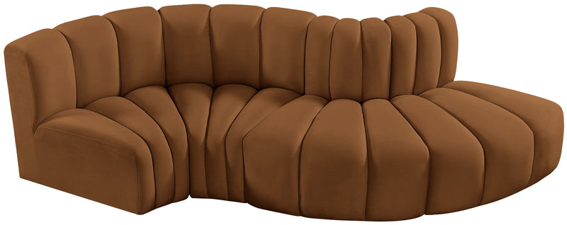 Arc 104" Saddle Velvet Upholstered 4pc. Modular Sectional