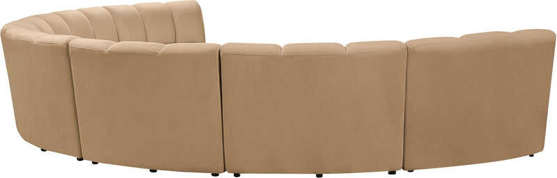 Infinity 183" Camel Velvet Upholstered 7pc. Modular Sectional