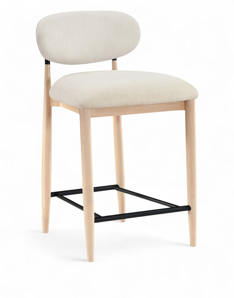 Riccio Cream Performance Fabric Upholstered Stool