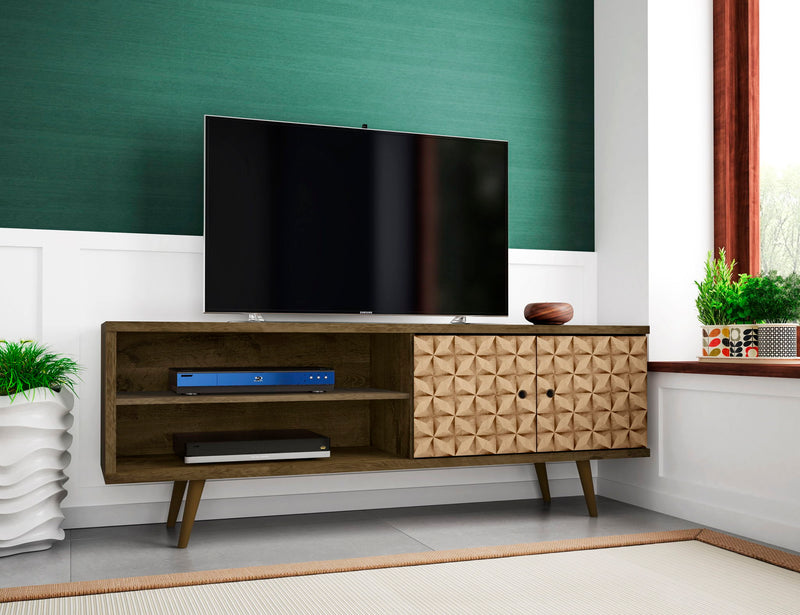 Manhattan Liberty - 63" TV Stand With Rustic Brown Frame