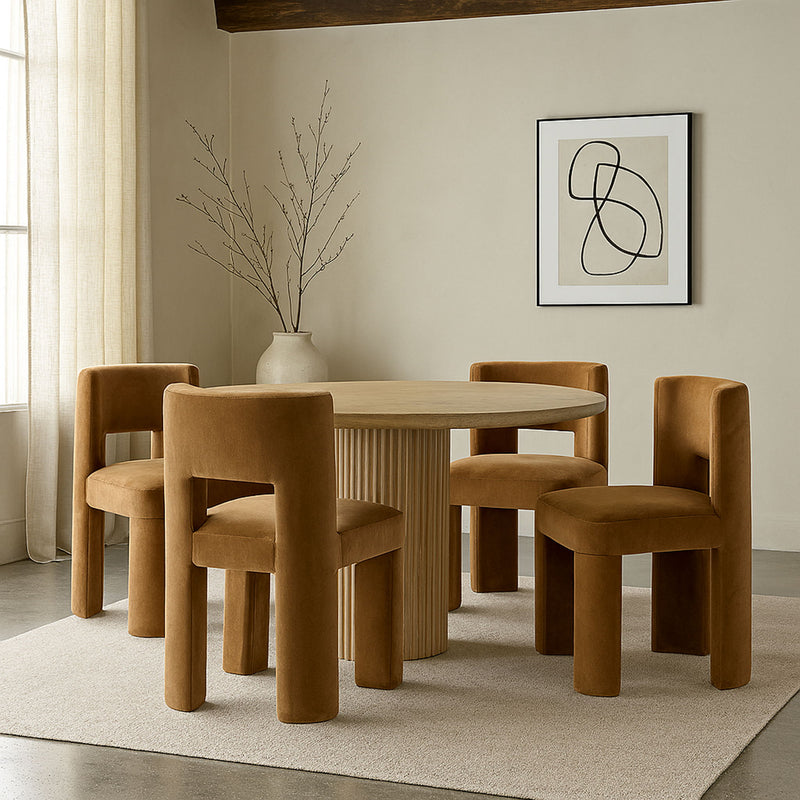 Zuno Saddle Velvet Upholstered Dining Chair