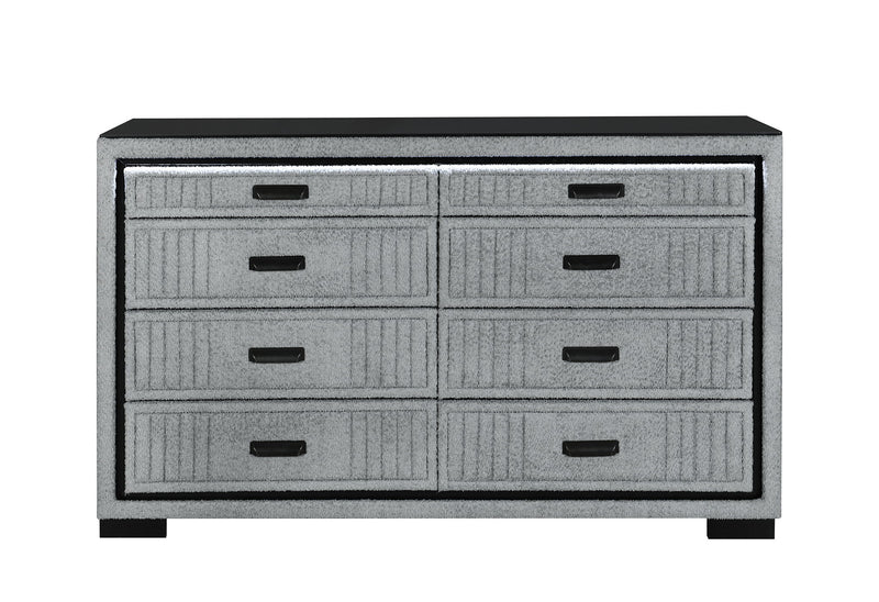 Isabella - 5 Piece King Bedroom Set (King Bed Group With LED, TV Lift, Bluetooth Speaker And Firpeplace Crystal) - Gray