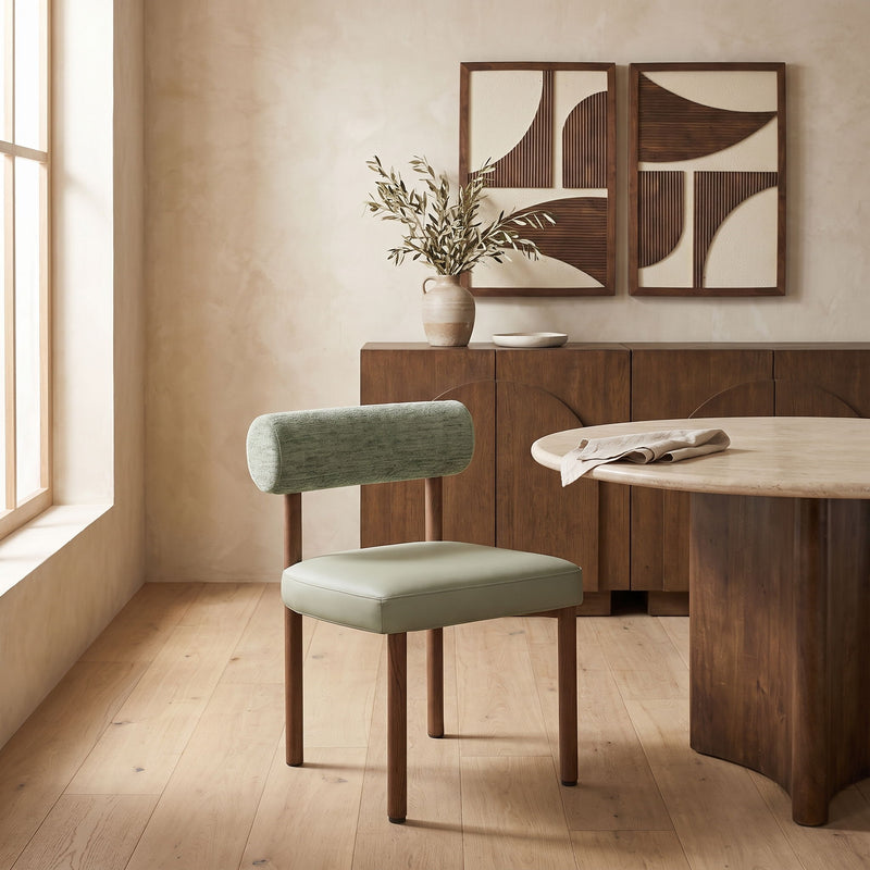 Paramo - Chenille Fabric and Vegan Leather Upholstered Dining Chair