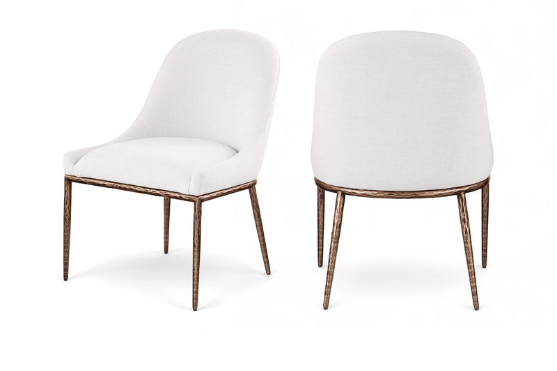 Ferro Cream Linen Textured Performance Fabric Upholstered Dining Side Chair