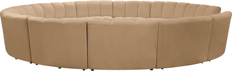 Infinity 183" Camel Velvet Upholstered 12pc. Modular Sectional