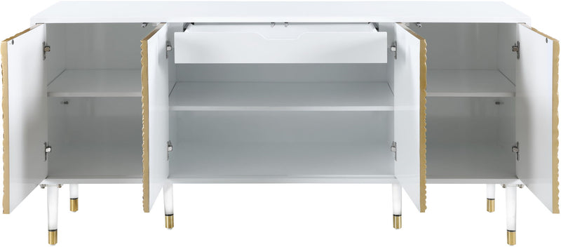 Bellissimo White Lacquer Finish And Acrylic Sideboard / Buffet