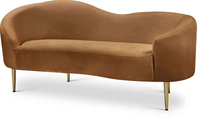 Ritz 67" Saddle Velvet Upholstered Loveseat