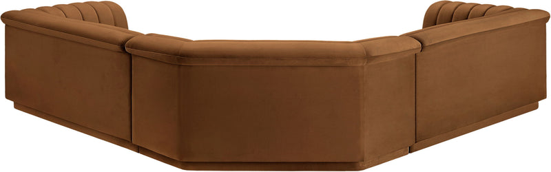 Cascade 148" Saddle Velvet Upholstered 3pc. Modular Sectional