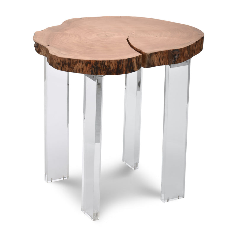 Woodland Natural Acacia Wood Top And Acrylic Base End / Side Table