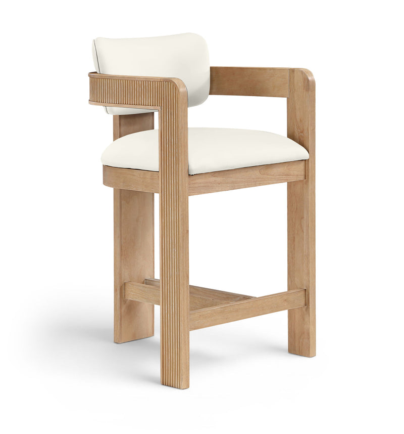 Sacha - Vegan Leather Upholstered Counter Stool With Natural Base