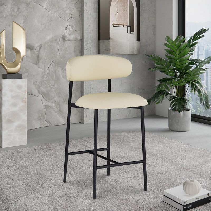 Lupita Cream Vegan Leather Upholstered Counter Stool