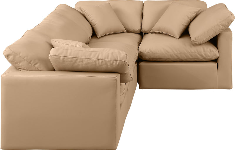 Indulge 105" Tan Vegan Leather Upholstered 4pc. Modular Sectional