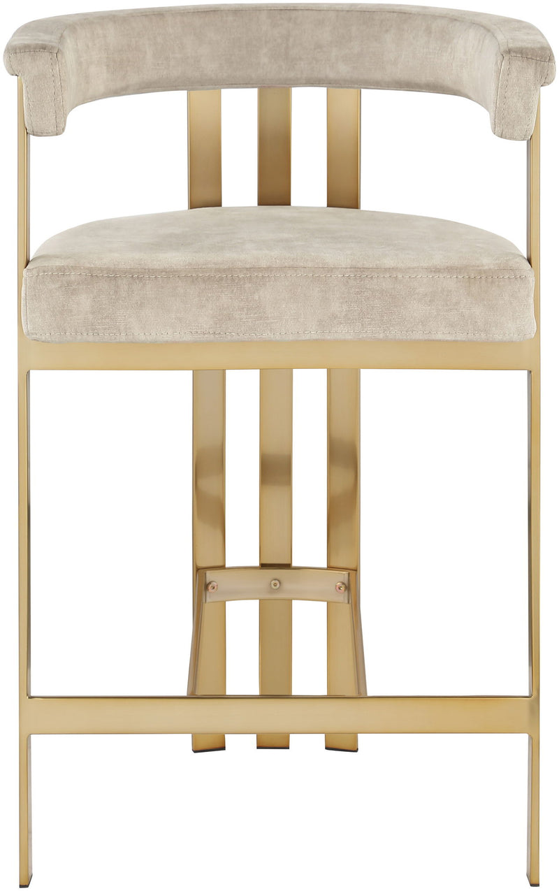 Marcello Beige Velvet Upholstered Counter Stool