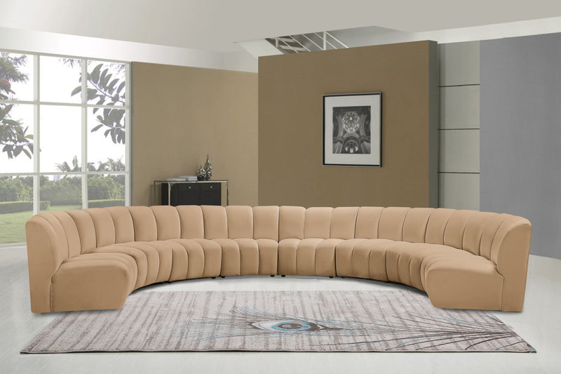 Infinity 183" Camel Velvet Upholstered 8pc. Modular Sectional
