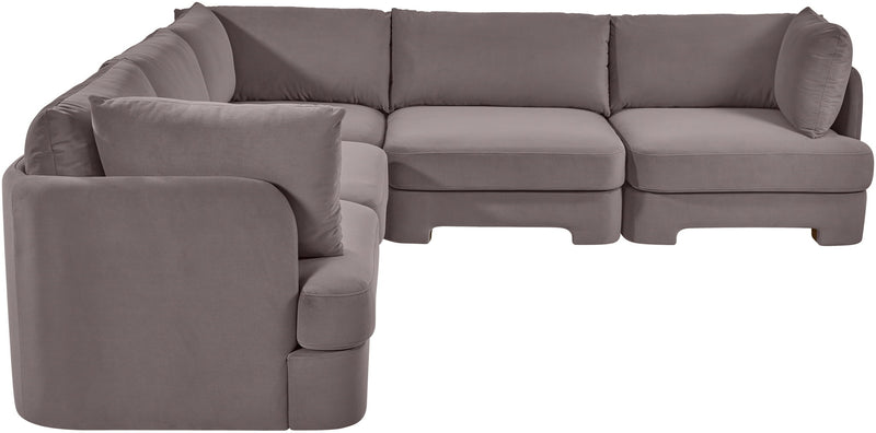 Hammond - Velvet Performance Fabric Upholstered 5 Piece Corner Sectional