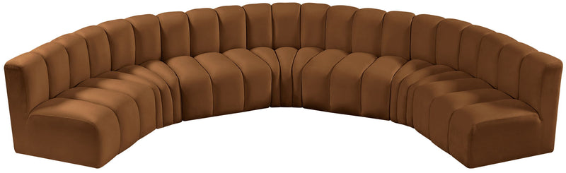 Arc 162" Saddle Velvet Upholstered 7pc. Modular Sectional