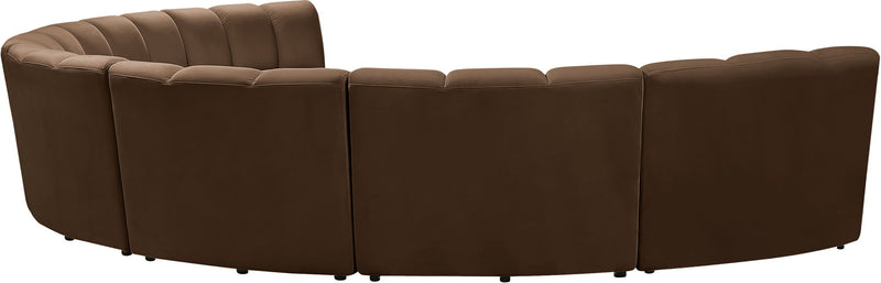 Infinity 183" Brown Velvet Upholstered 7pc. Modular Sectional