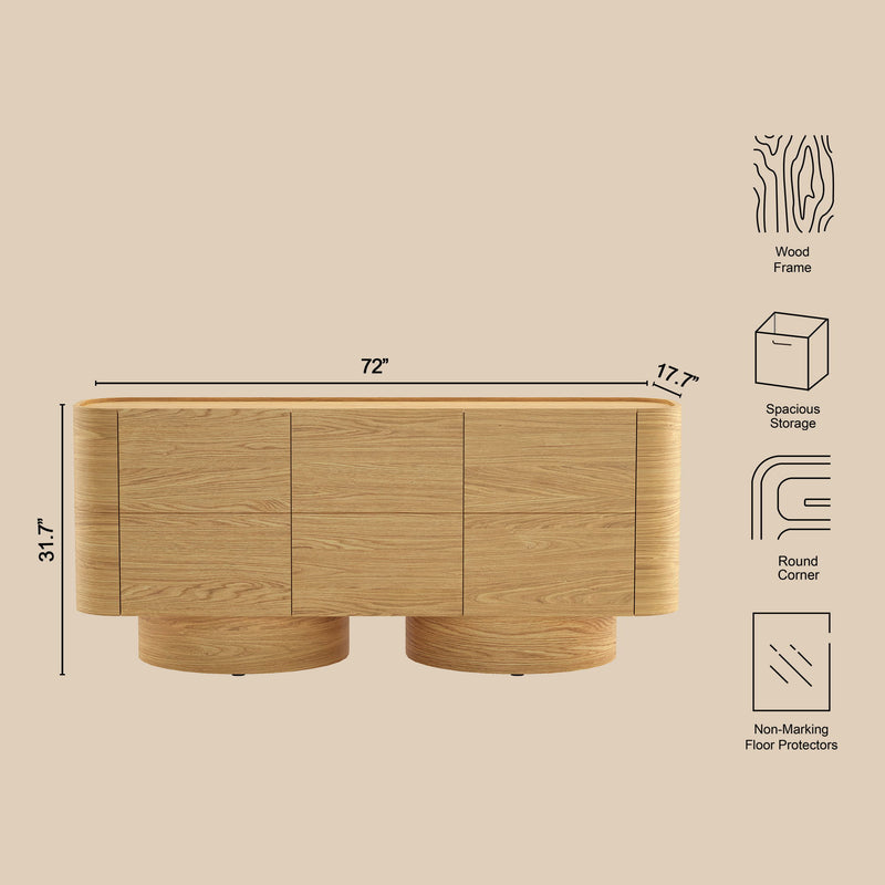 Solis - Solid Wood Sideboard (3-Door) - Natural