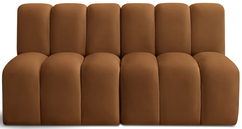 Arc 60" Saddle Velvet Upholstered 2pc. Modular Sectional