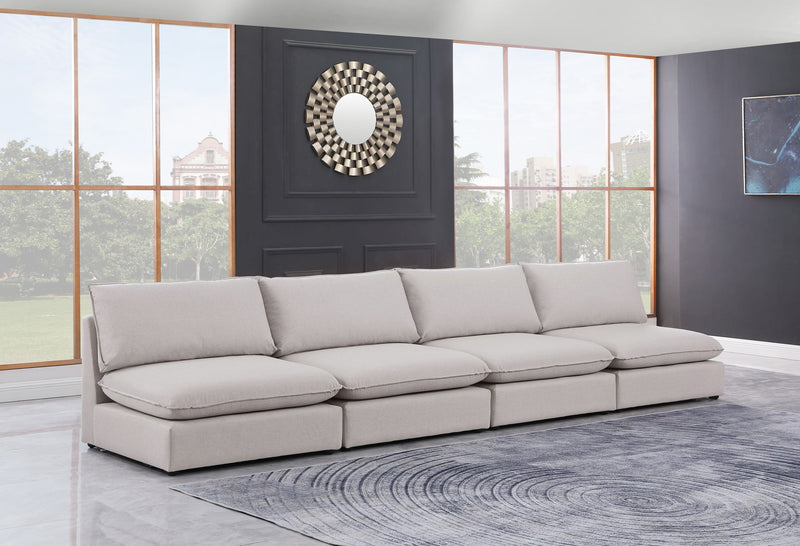 Mackenzie 160" Linen Textured Fabric Upholstered 4pc. Armless Modular Sofa