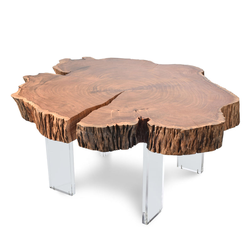Woodland Natural Acacia Wood Top And Acrylic Base Coffee Table