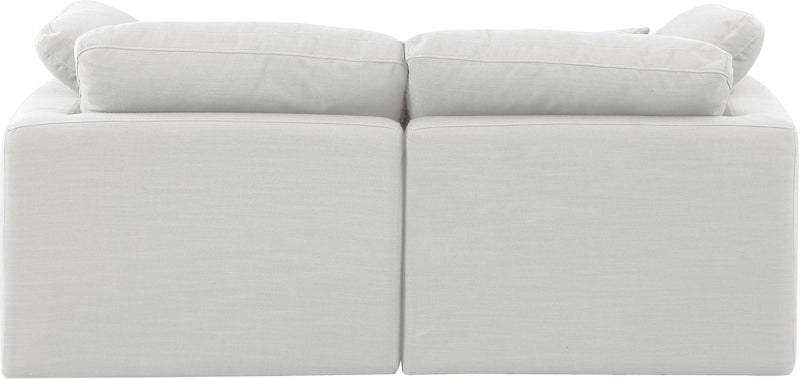 Indulge 70" White Linen Textured Fabric Upholstered 2pc. Modular Loveseat