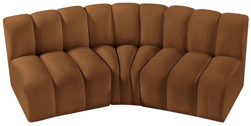 Arc 86" Saddle Velvet Upholstered 3pc. Modular Sectional