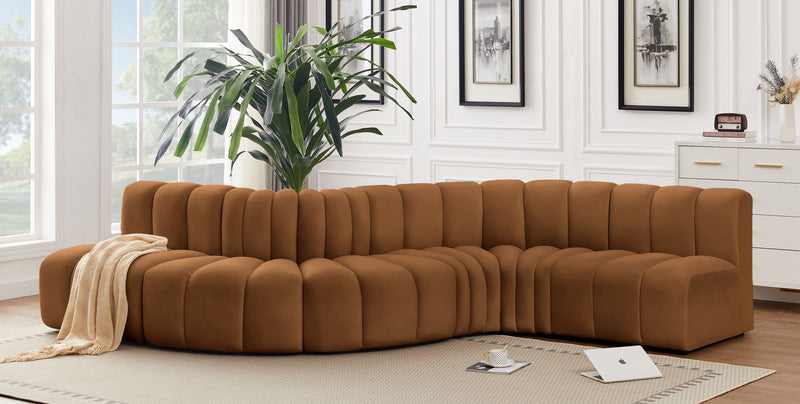 Arc 145" Saddle Velvet Upholstered 6pc. Modular Sectional