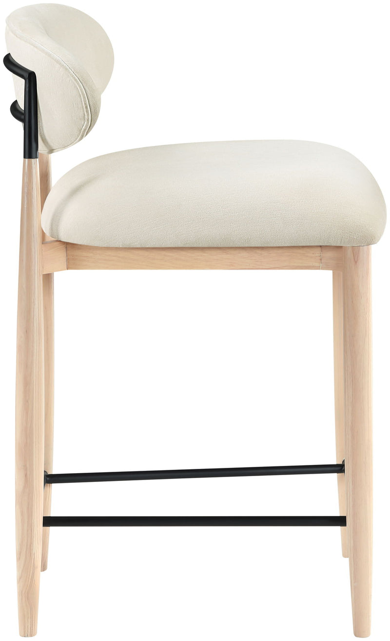 Riccio Cream Performance Fabric Upholstered Stool