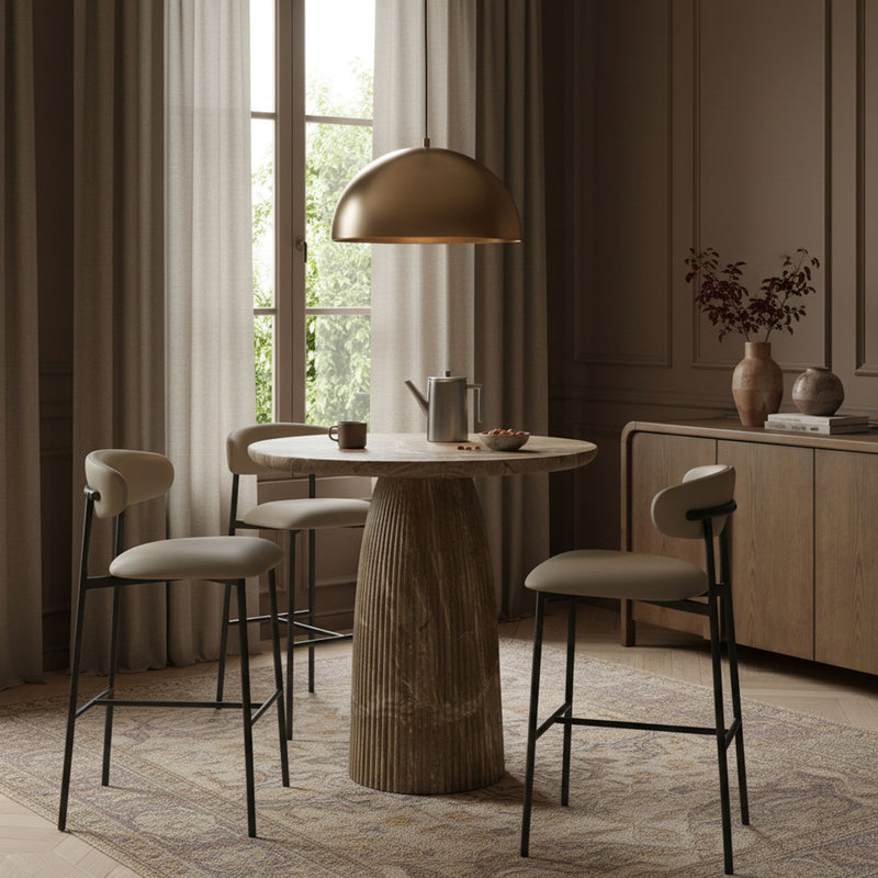 Lupita Taupe Vegan Leather Upholstered Bar Stool