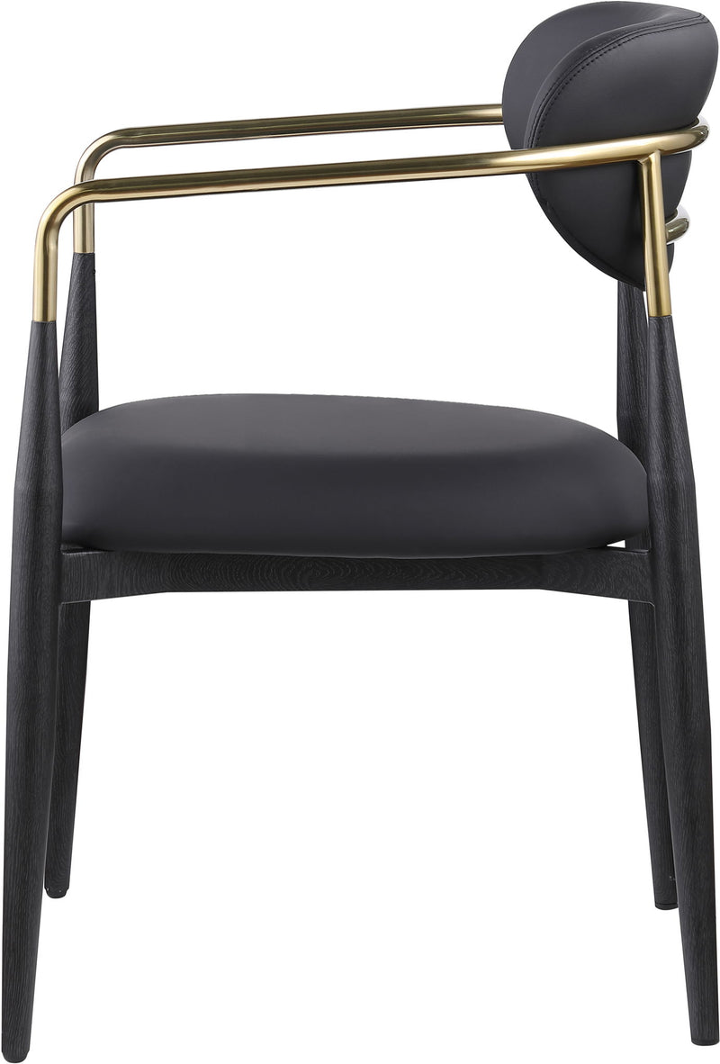 Ronda - Vegan Leather Upholstered Dining Arm Chair - Black Legs