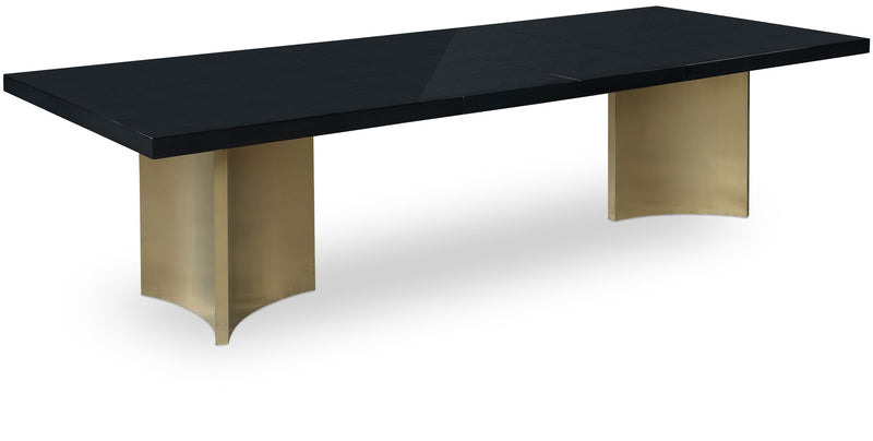 Immerse 84" / 104" / 123.5" Black Lacquer Finish Top And Stainless Steel Base Dining Table (3 Boxes)