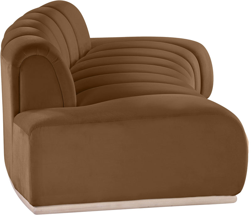 Jace 106" Saddle Velvet Upholstered Sofa