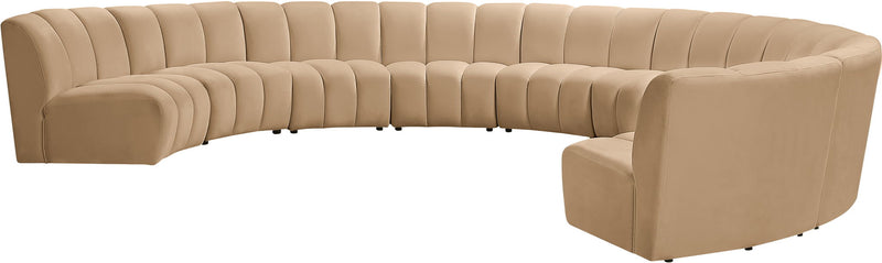 Infinity 183" Camel Velvet Upholstered 9pc. Modular Sectional