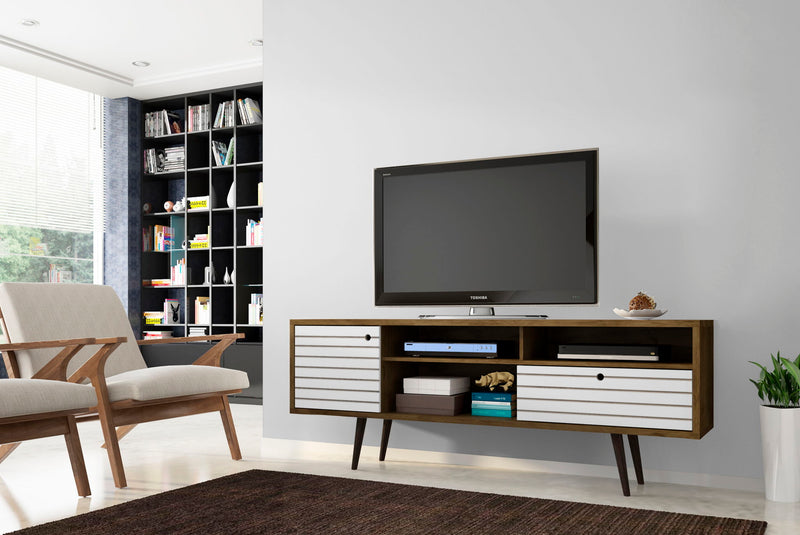 Manhattan Liberty - 71" TV Stand With Rustic Brown Frame