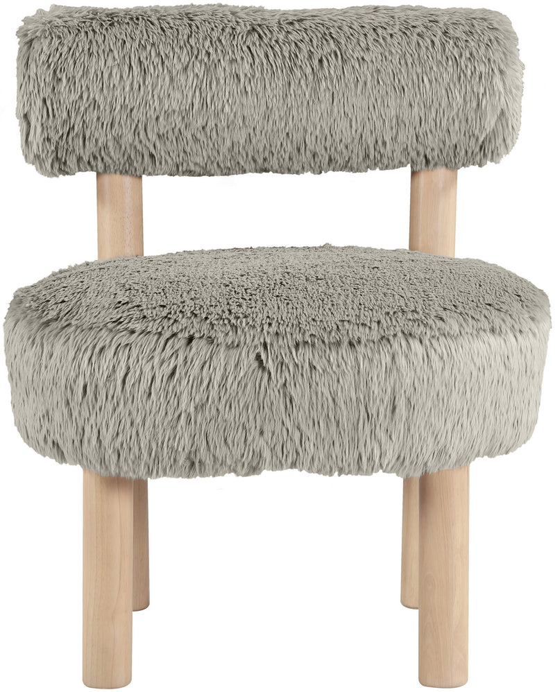 Ambre Taupe Vegan Shearling Fabric Upholstered Accent Chair