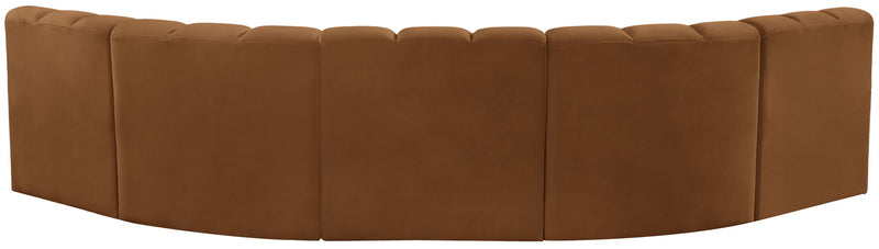 Arc 133" Saddle Velvet Upholstered 5pc. Modular Sectional