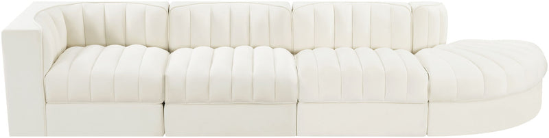 Rummi - Velvet Performance Fabric Upholstered 4 Piece Modular Sectional With Reverse Corner Chair