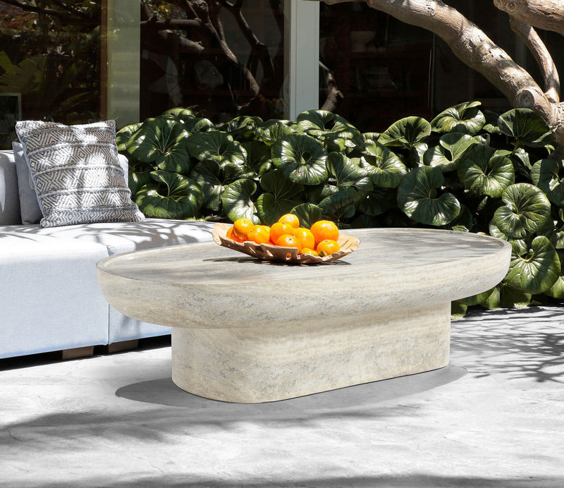 Tivoli Natural Travertine Finish Concrete Indoor / Outdoor Coffee Table
