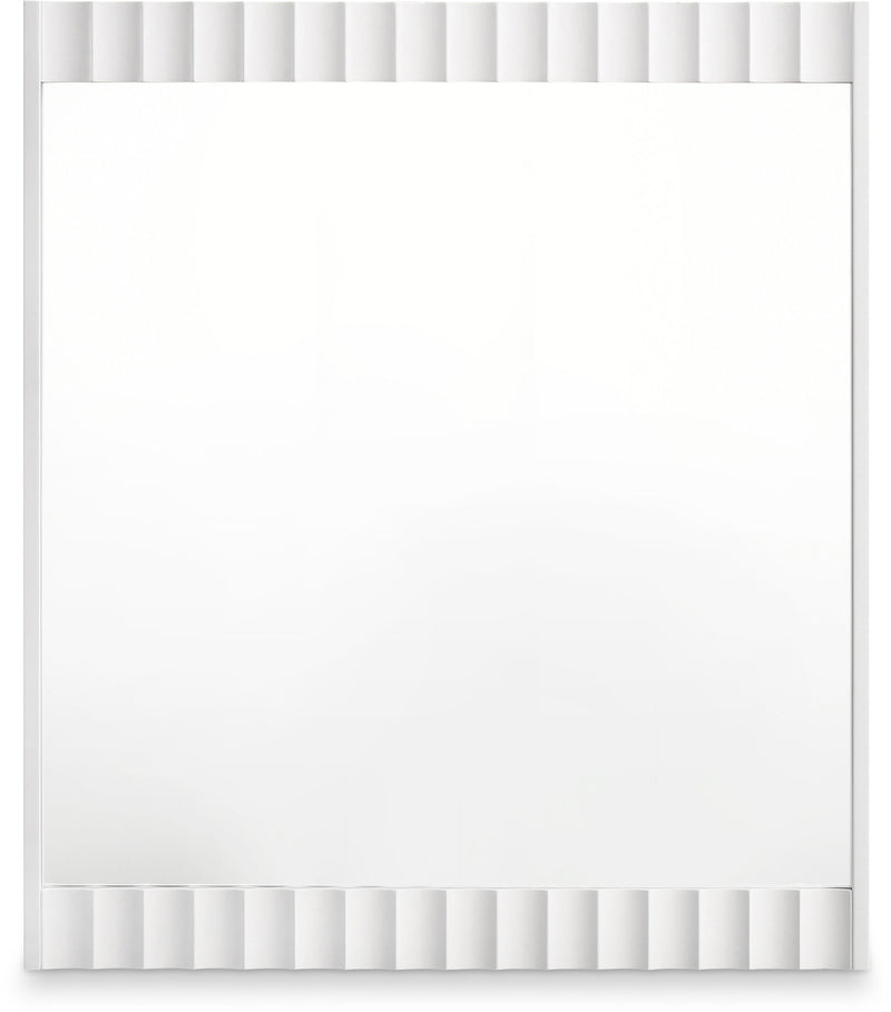 Modernist White Wood Veneer Frame Mirror