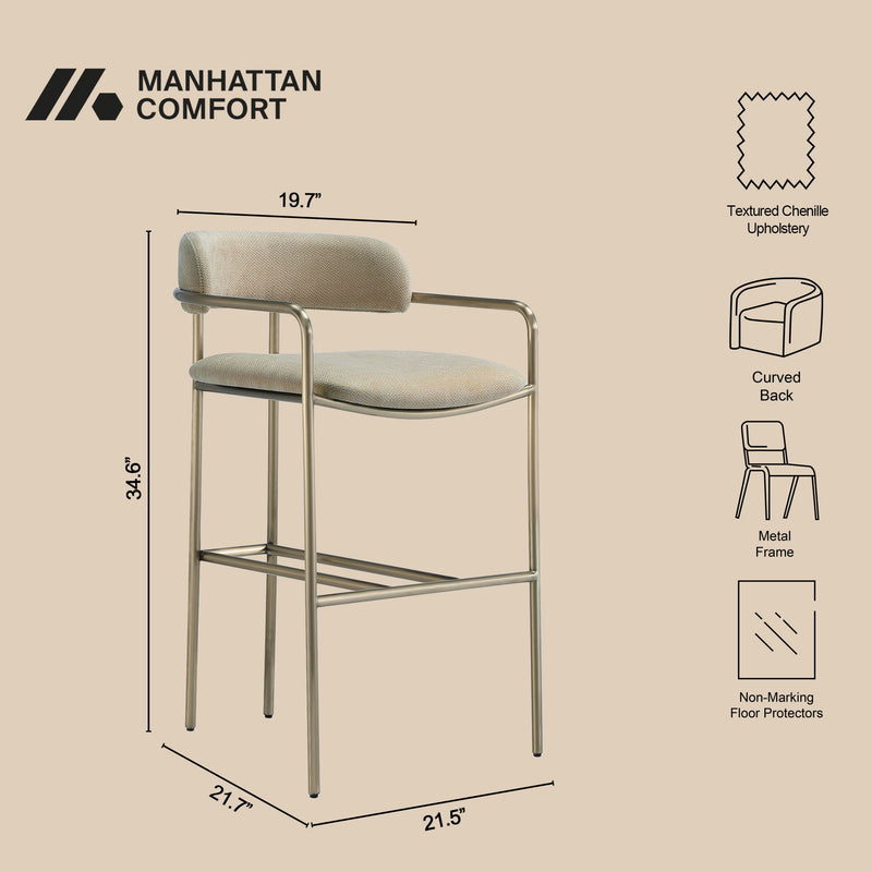 Manhattan Serene - Metal Upholstered Barstool