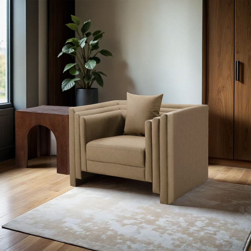 Everett Tan Vegan Leather Upholstered Chair