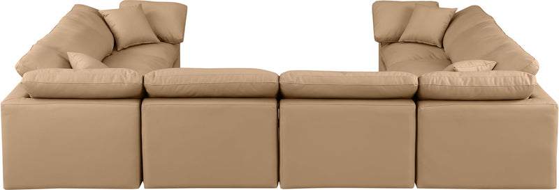 Indulge 140" Tan Vegan Leather Upholstered 8pc. Modular Sectional