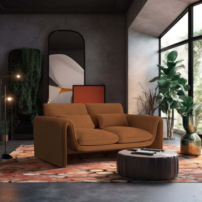Sloan 64" Saddle Velvet Upholstered Loveseat