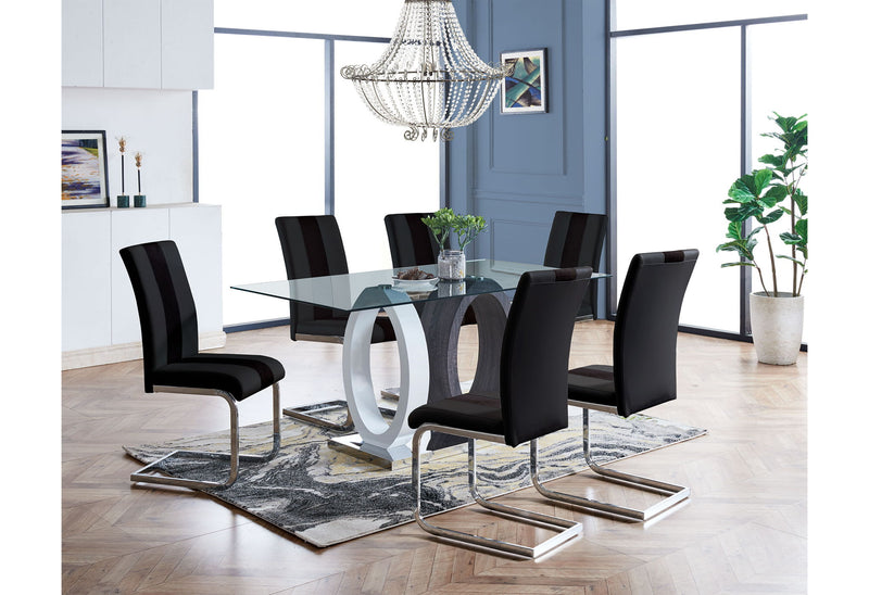 D1628 - 7 Piece Dining Room Set (Dining Table And 6 Dinning Chairs) - Black