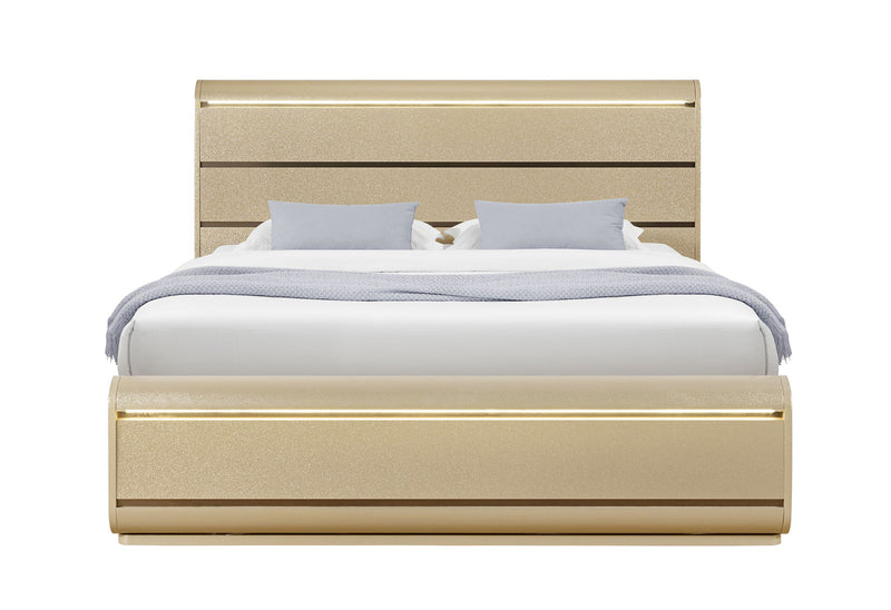 Genesis - Full Bed With LED - Gold