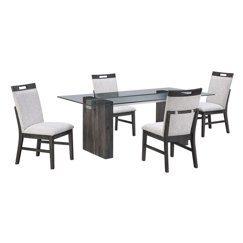 D4238 - 5 Piece Dining Room Set (Dining Table And 4 Dining Chairs) - Clear / Dark Brown / Light Gray