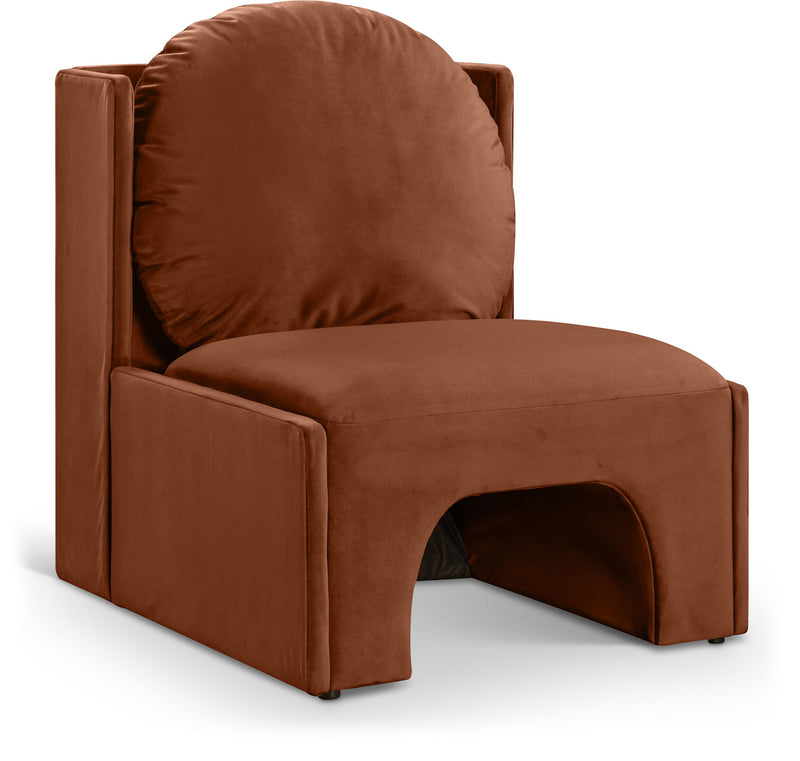 Sigma Cognac Velvet Upholstered Accent Chair